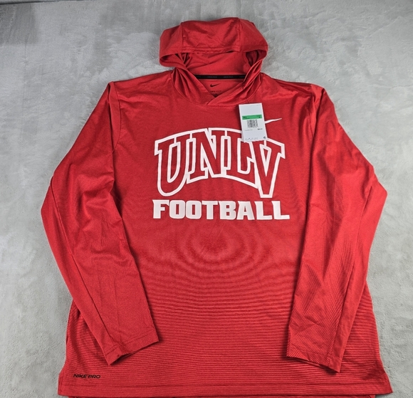 Nike Other - NWT NIKE PRO DRI FIT UNLV Football Long Sleeve Hoodie Pullover Red Mens XL